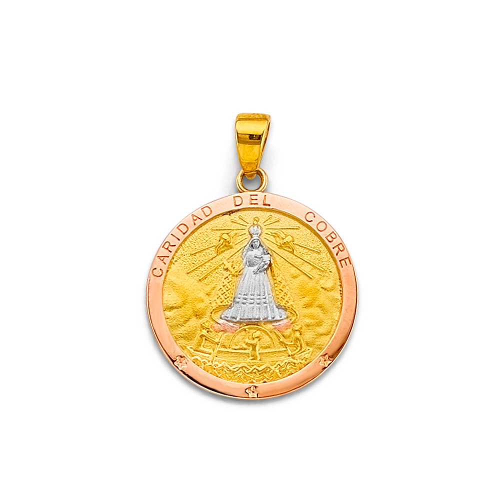 14K Tri Color Gold Caridad Del Cobre Medal