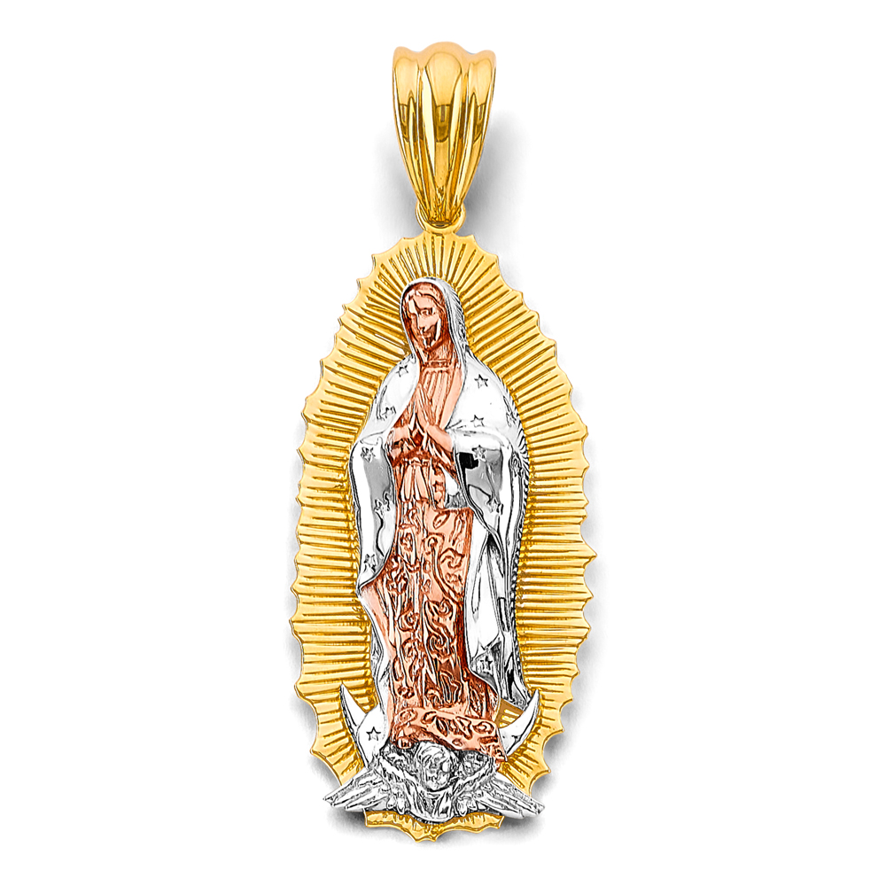 14K Tri Color Gold Guadalupe Pendant