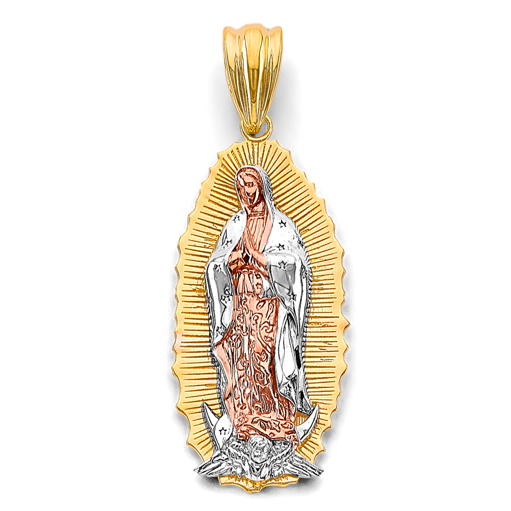 14K Tri Color Gold Guadalupe Pendant