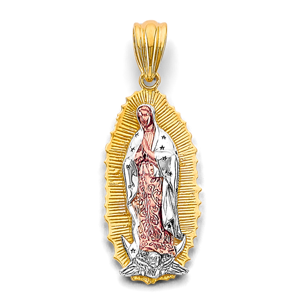 14K Tri Color Gold Guadalupe Pendant