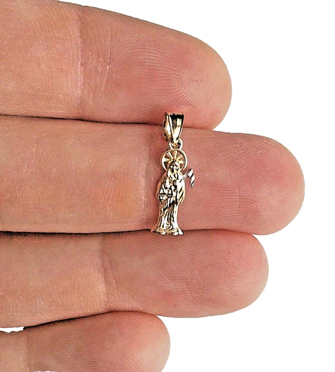14K Two Tone Gold Santa Muerte Small Pendant