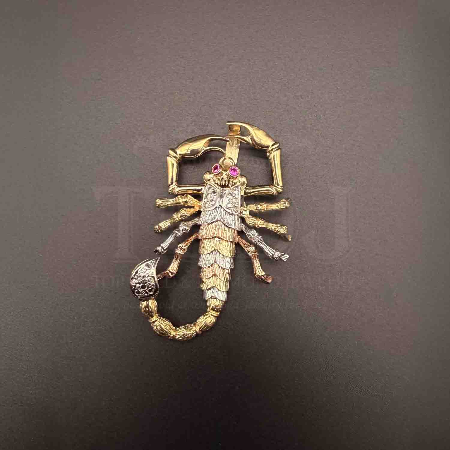14K Tri Color Gold Scorpion Pendant