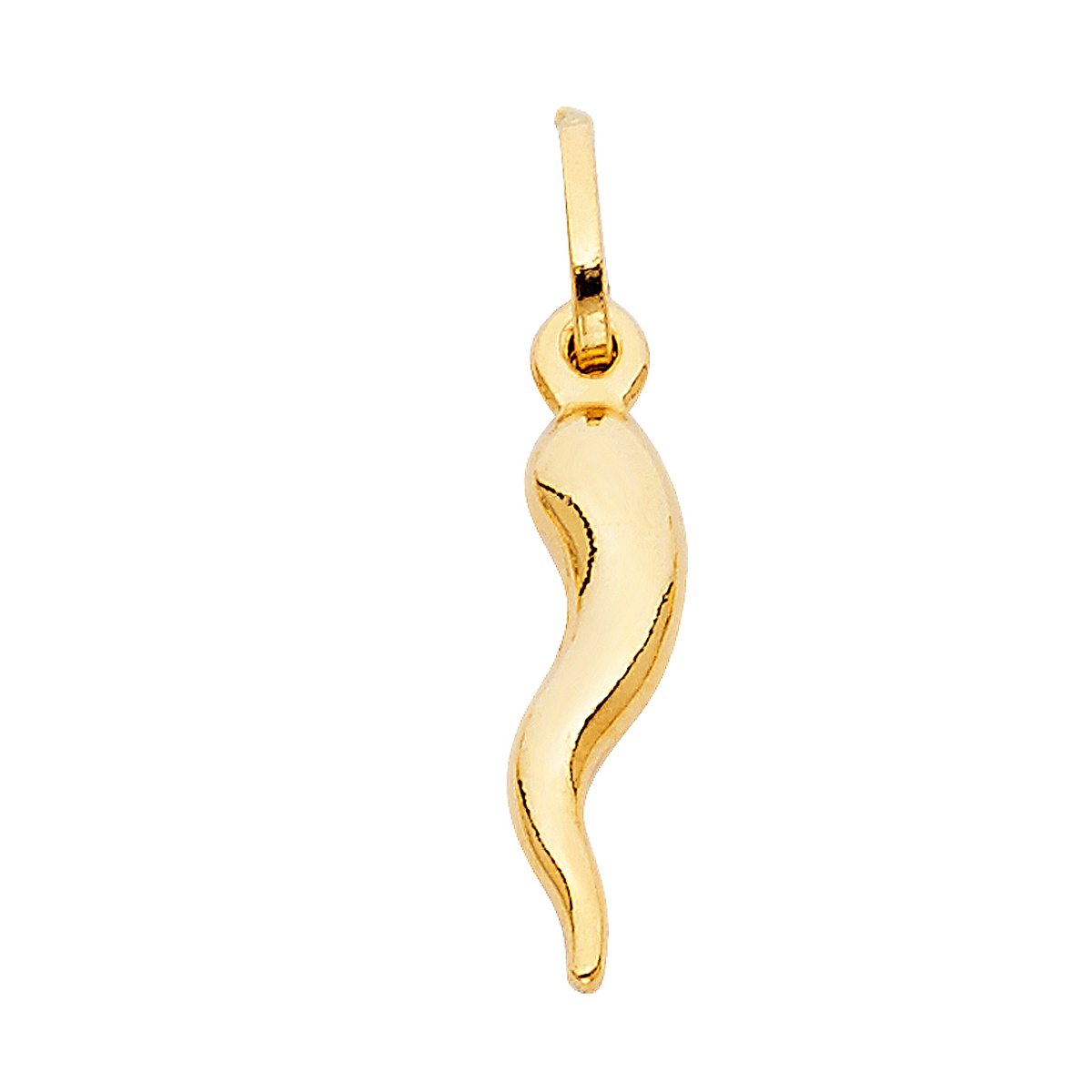 14K Yellow Gold Cornicello Italian Horn Pendant - 20 mm X 05 mm