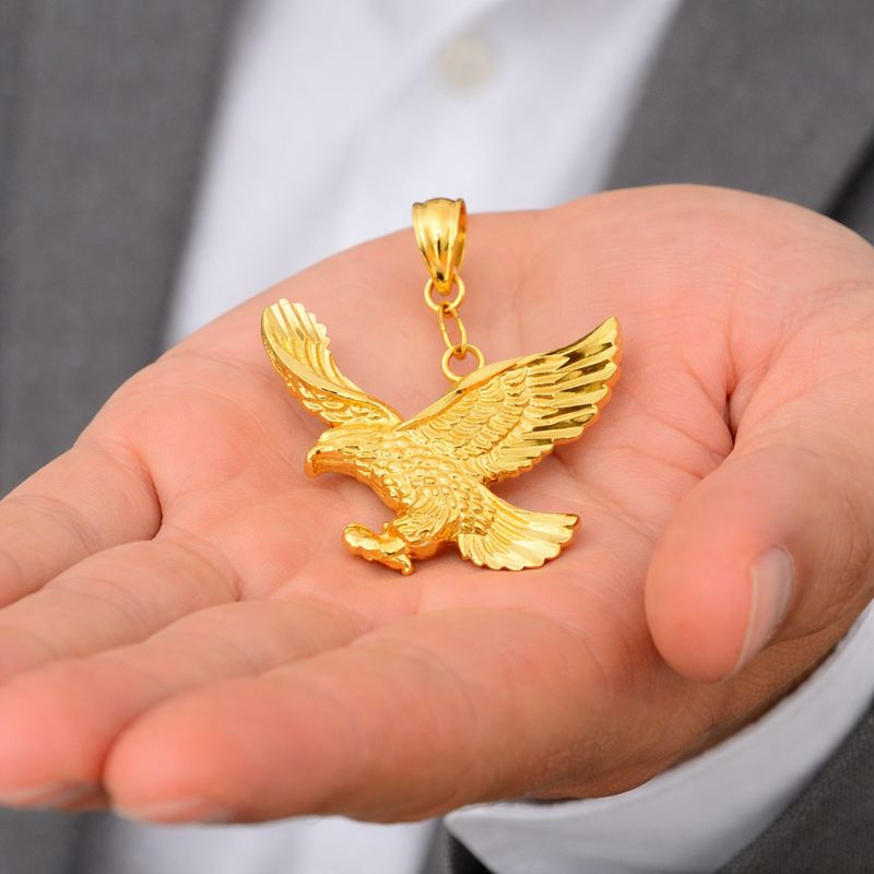 14K Yellow Gold Eagle Pendant - Height : 17 mm Width : 21 mm