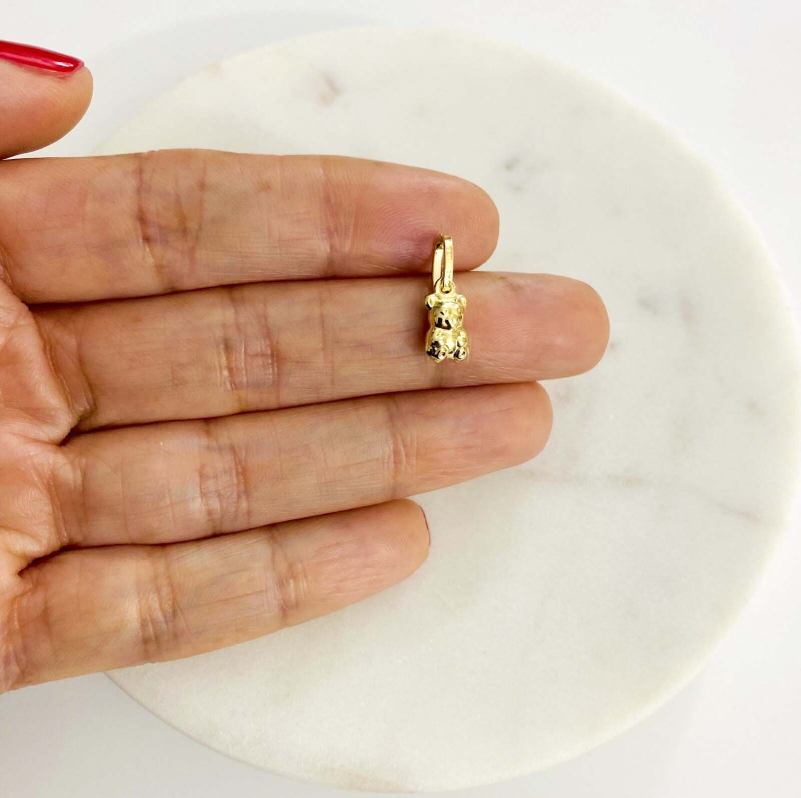 14K Yellow Gold Hollow Baby Bear Pendant