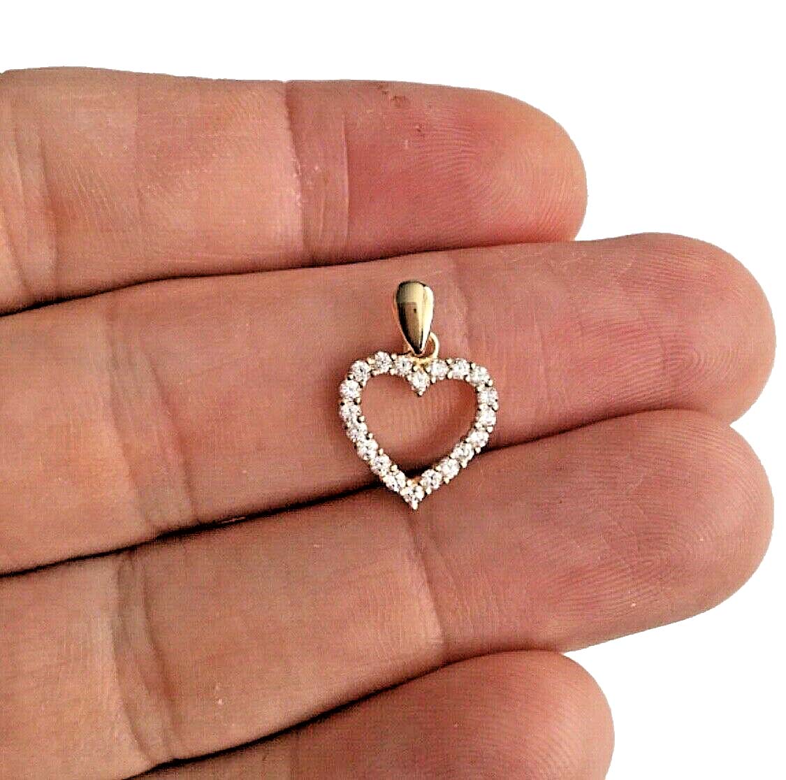14K Yellow Gold cubic zirconia Heart Pendant