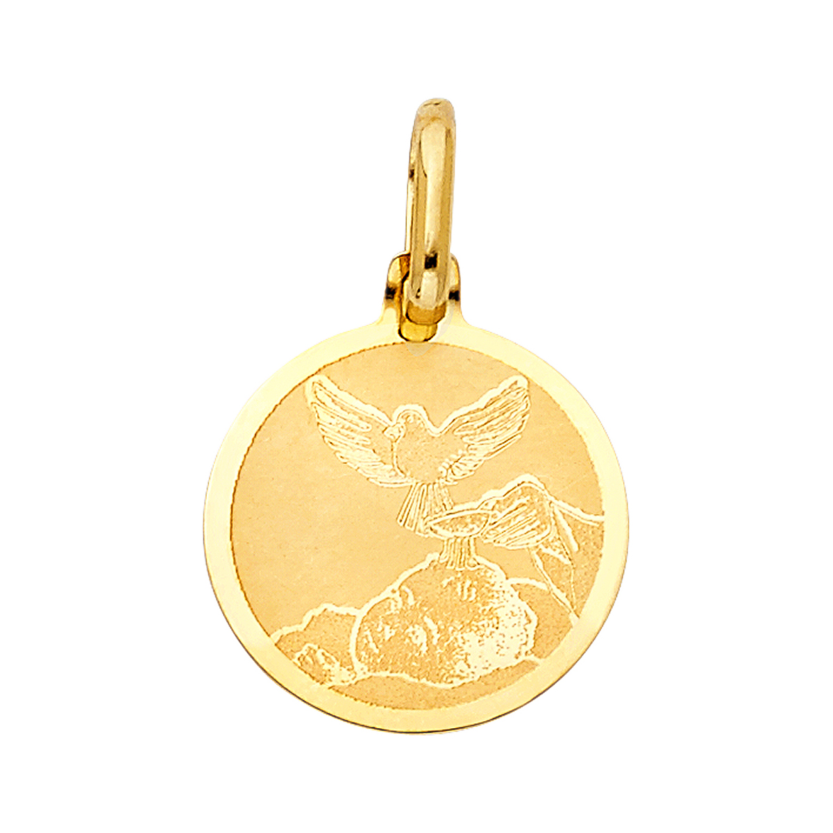 14K Yellow Gold Religious Baptism Pendant -  15 mm X 15 mm