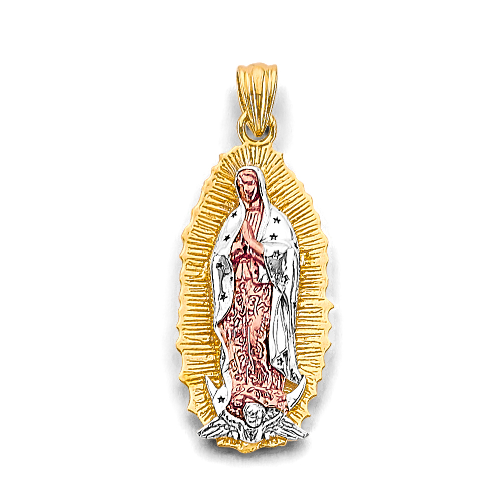 14K Tri Color Gold Guadalupe Pendant