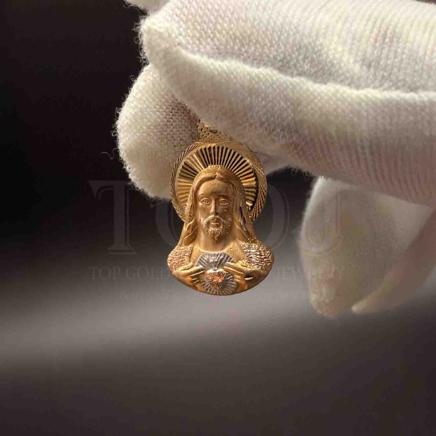 14K Two Tone Gold Religious Stamp Pendant
