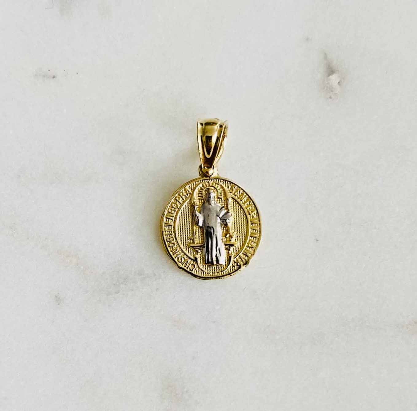 14K Two Tone Gold Religious  Pendant