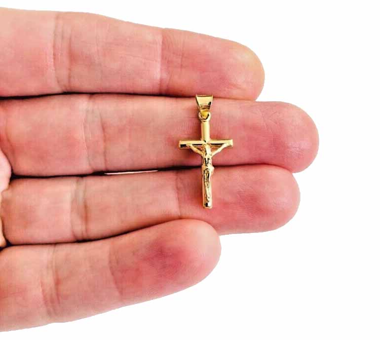 14K Yellow Gold Crucufix  Cross Pendant