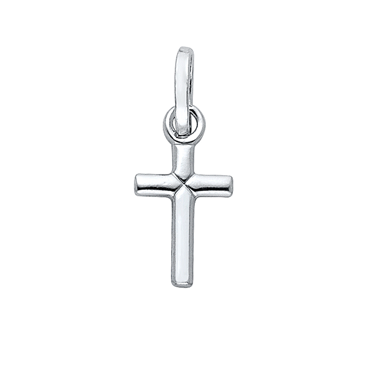 14K White Gold  Cross Religious Pendant - 13 mm X 10 mm