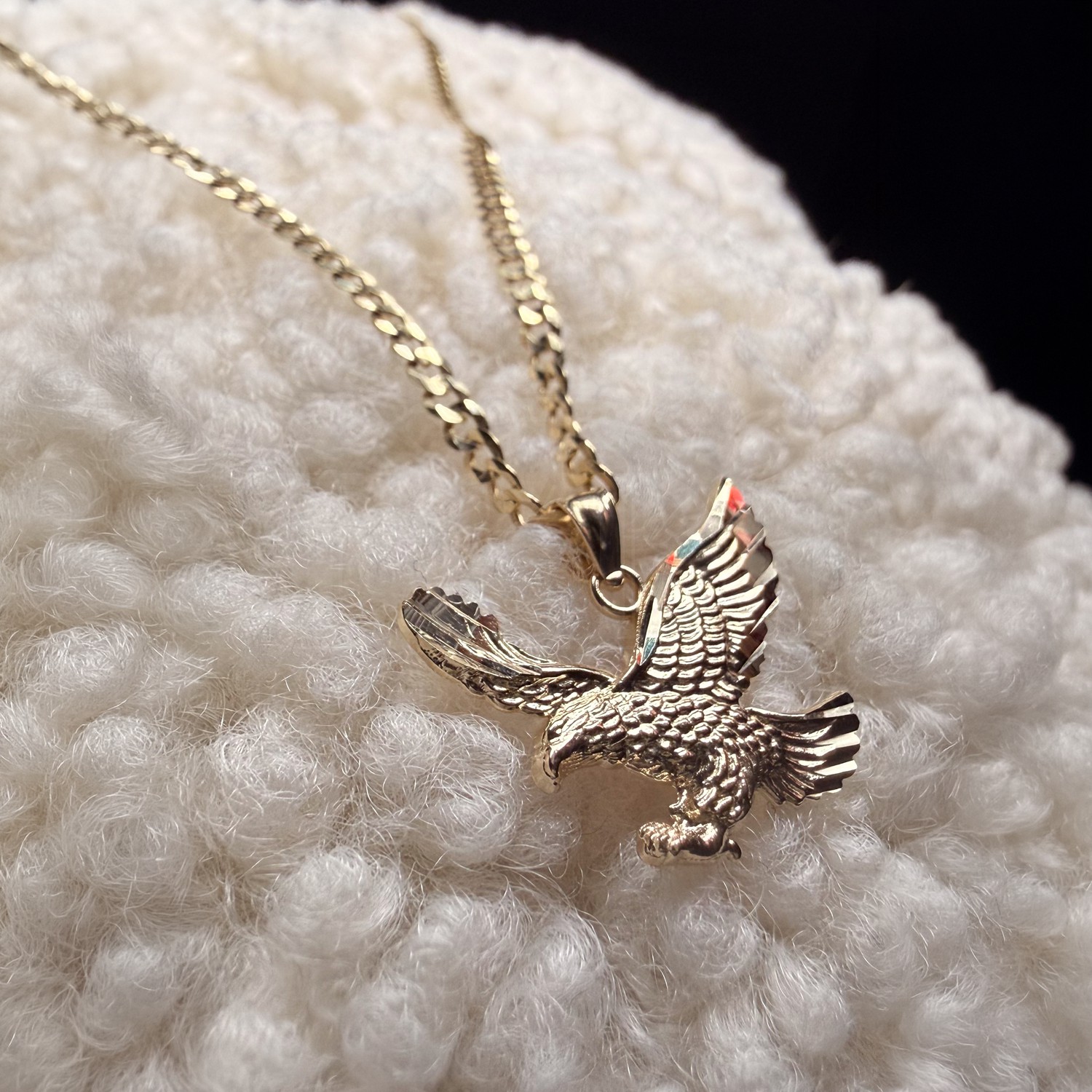 14K Yellow Gold Eagle Pendant With Yellow Gold 2.7mm Cuban Chain - 18 Inch