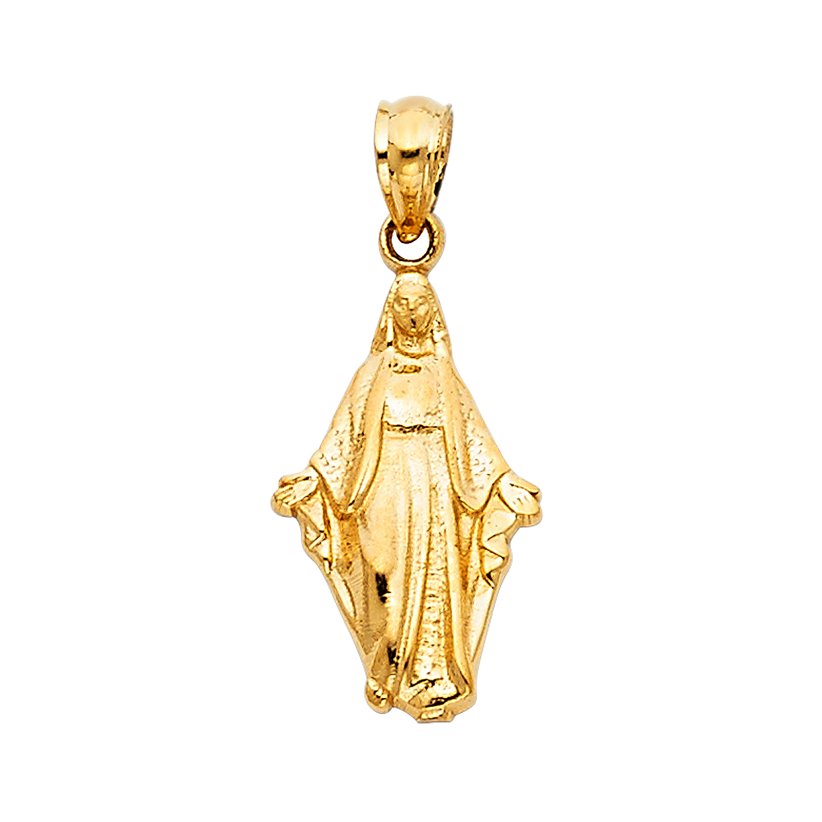 14K Yellow Gold Religious Milagrosa Pendant - 18 mm X 11 mm