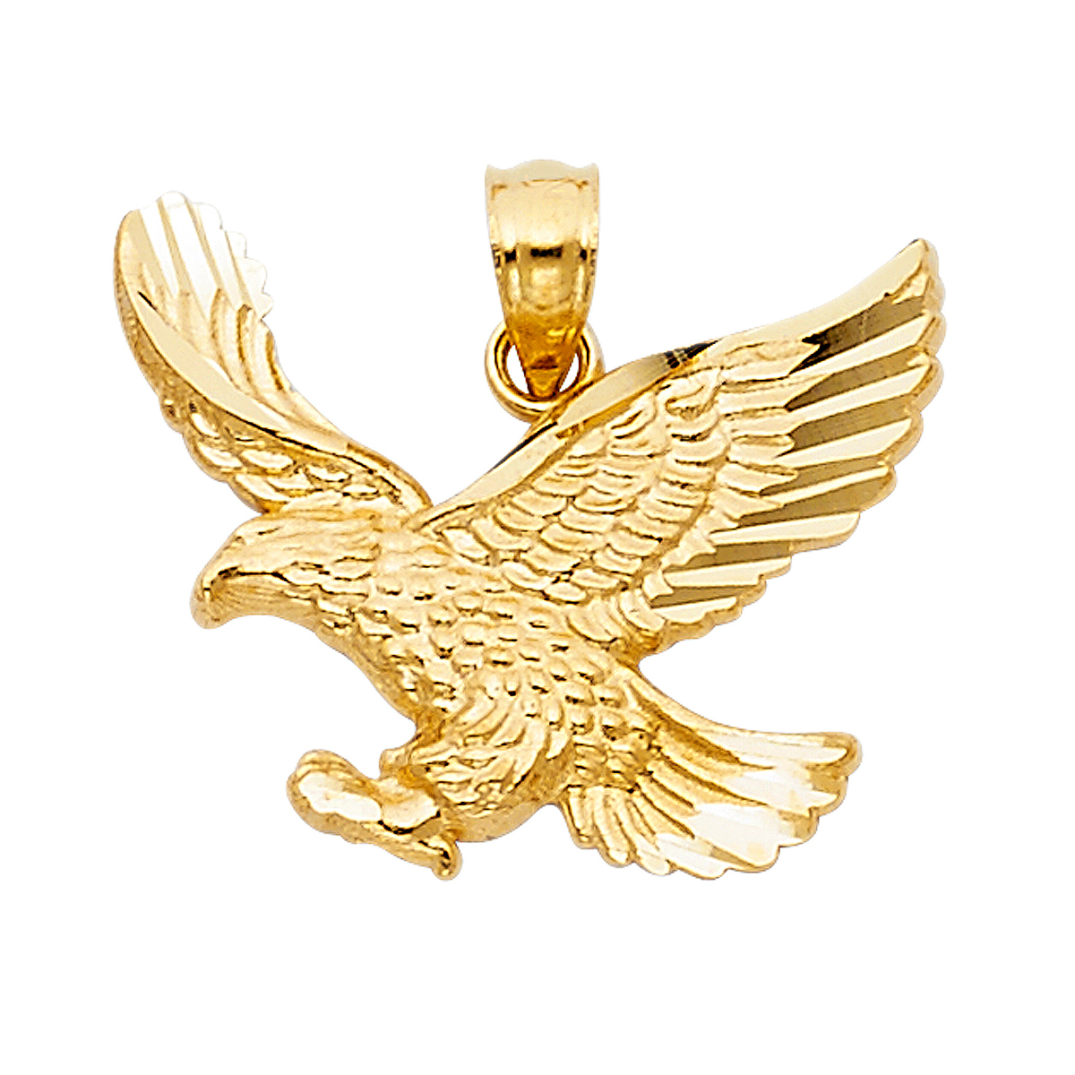 14K  Yellow Gold Eagle Pendant - Height : 17 mm  Width : 21 mm