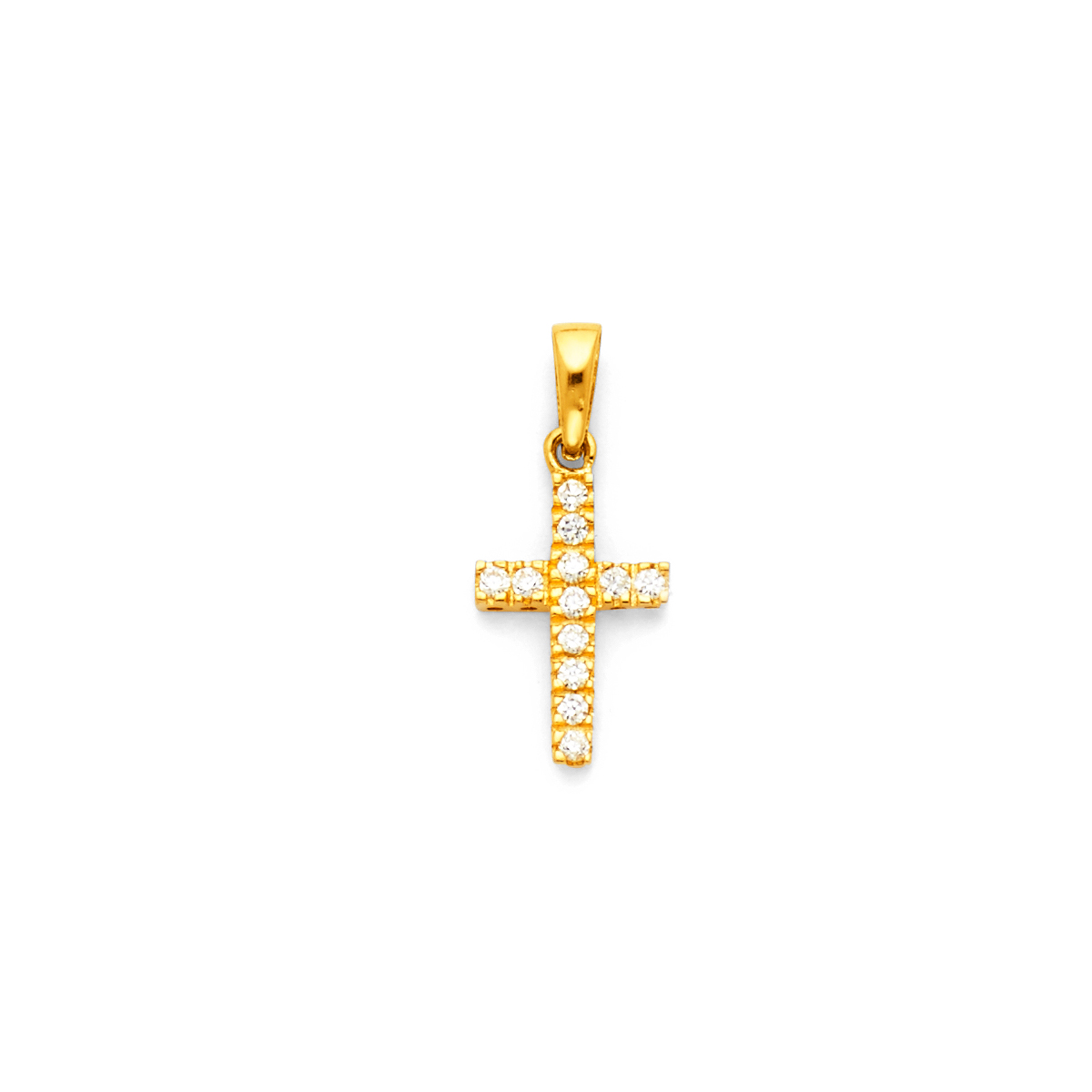 14K Yellow Gold Cross Cubic Zirconia Religious Pendant