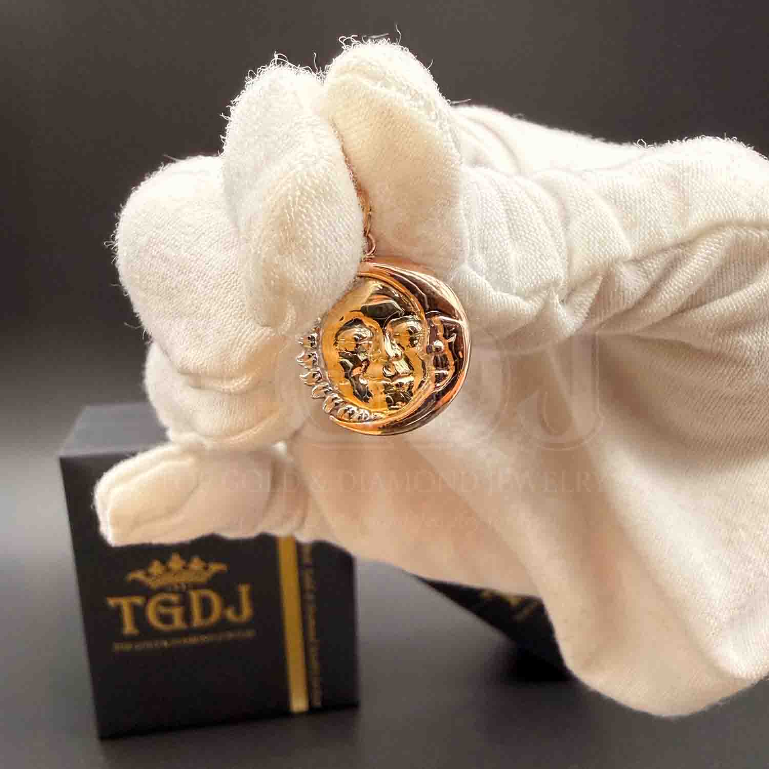 14K Tri Color Gold Moon & Sun Pendant