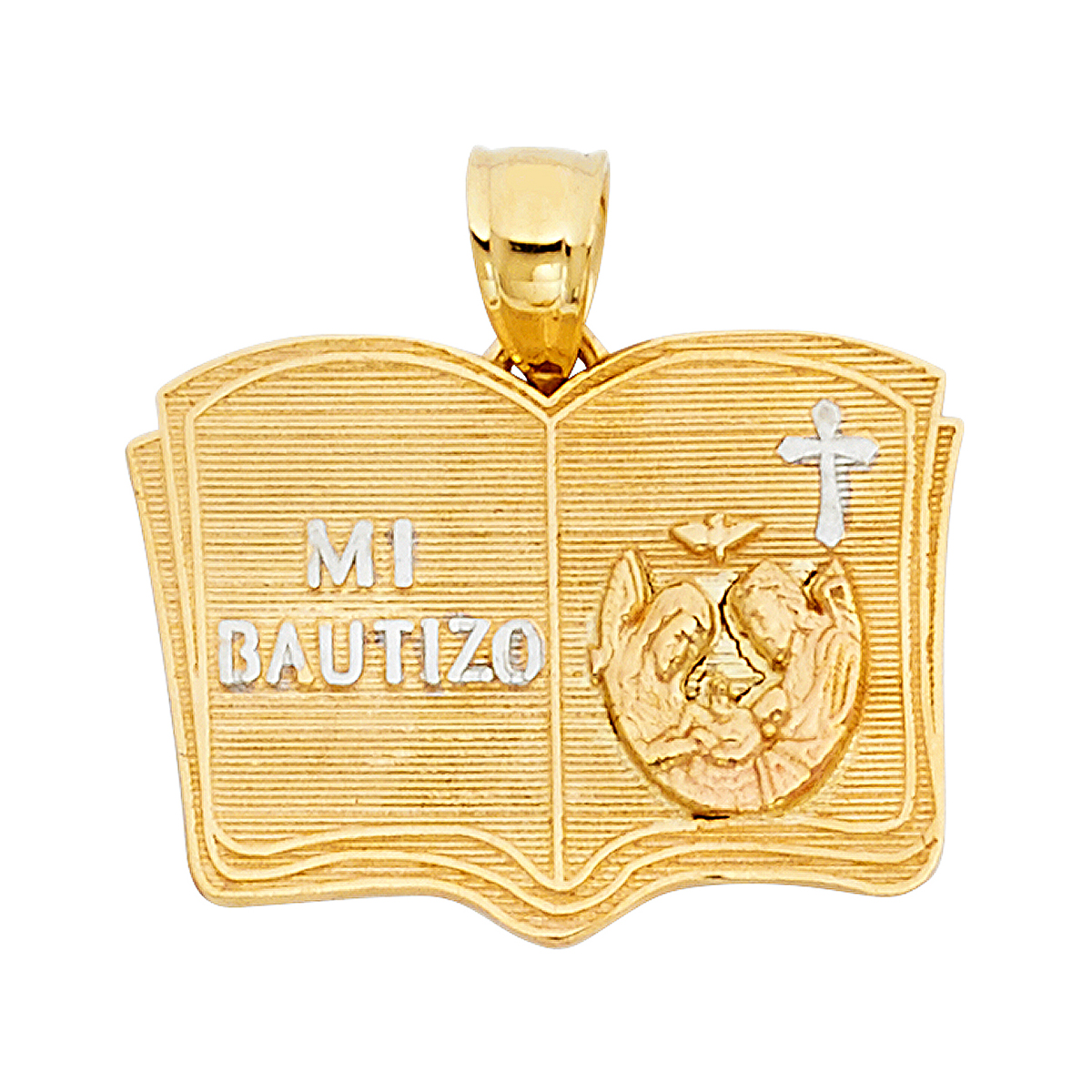 14K Tri Color Gold Religious Baptism  Pendant