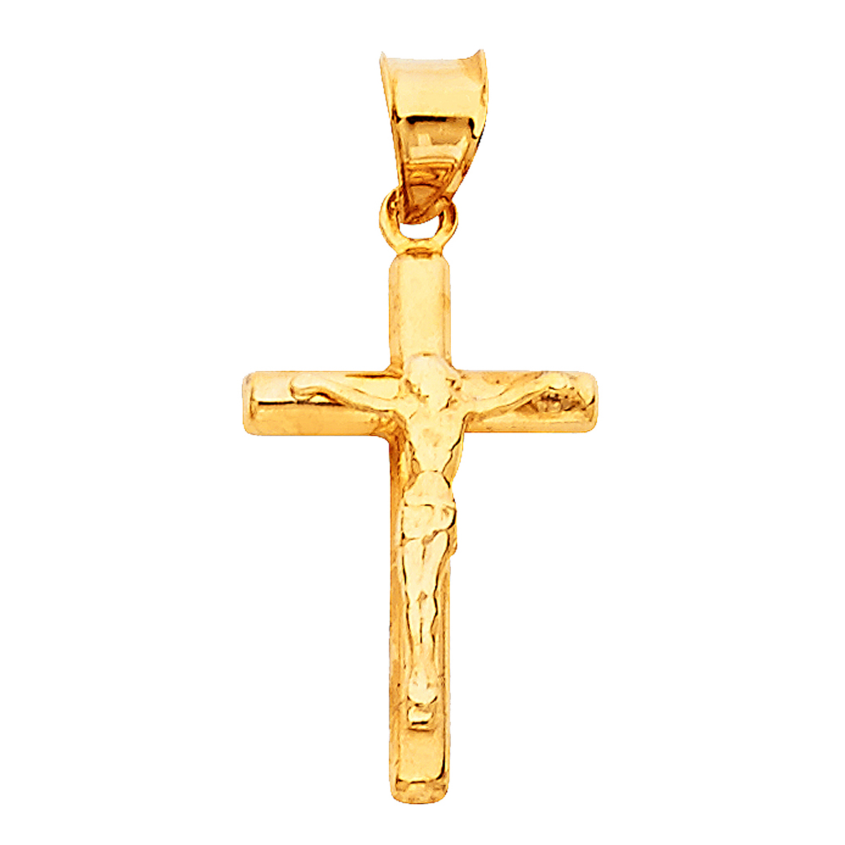 14K Yellow Gold Crucifix Pendant - Suitable for Men & Women - 19 mm X 12 mm