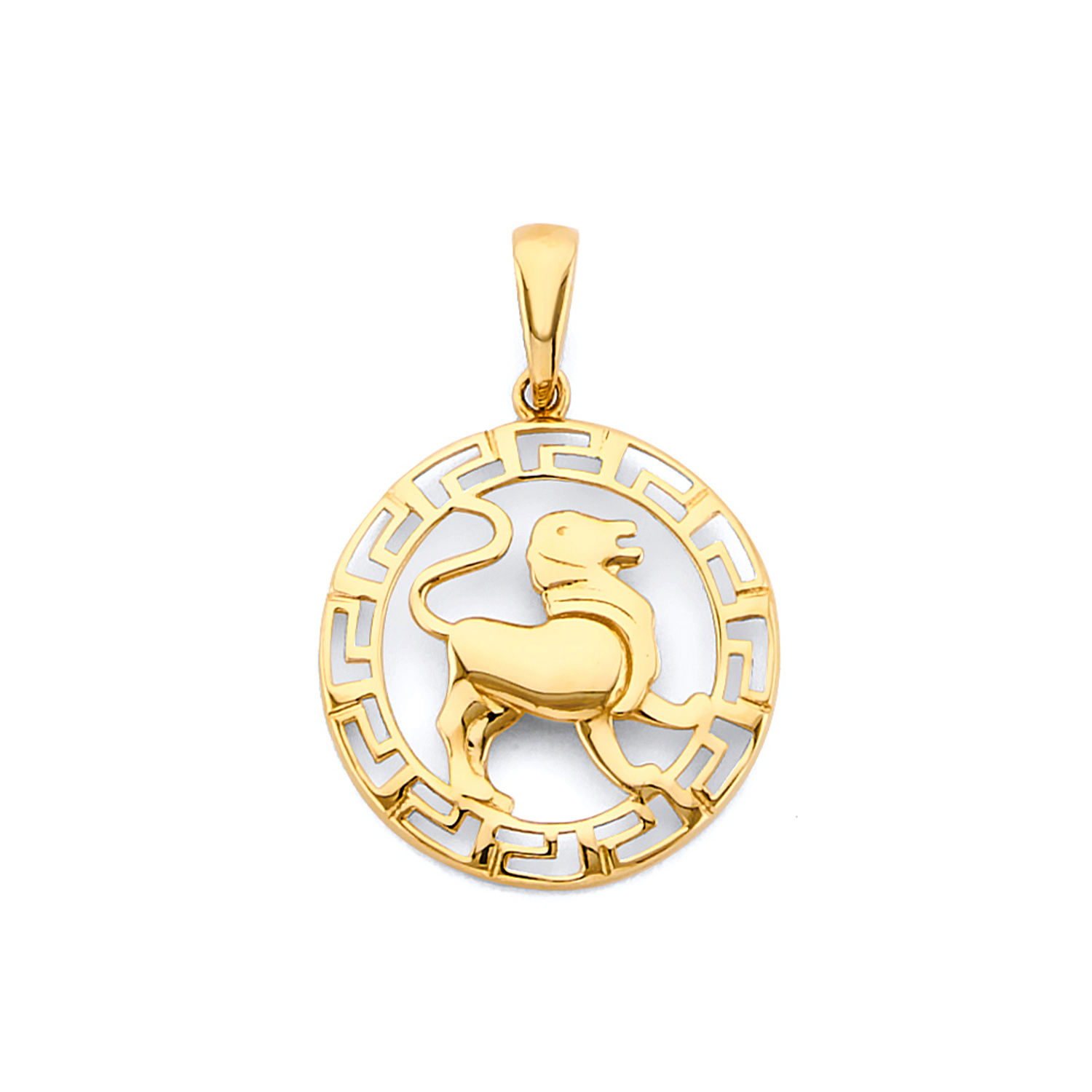 14k Yellow Gold Round Leo Zodiac Sign Horoscope Constellation Pendant