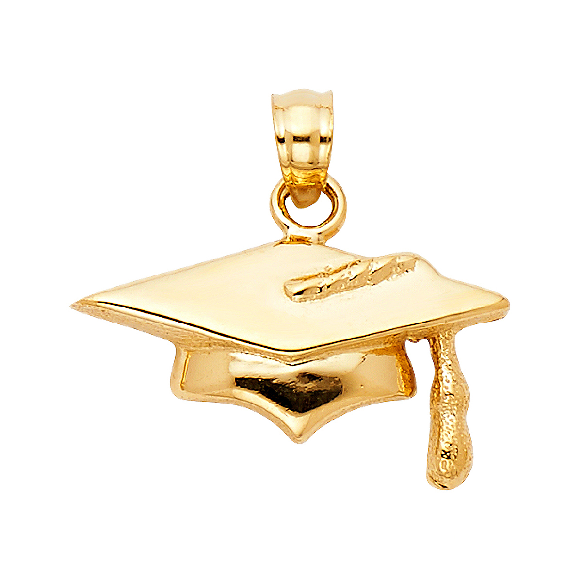 14K Yellow Gold Graduation Hat Pendant- 10 mm X 19 mm