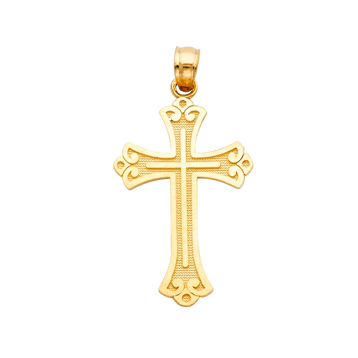 14K Yellow Gold Budded Cross Pendant