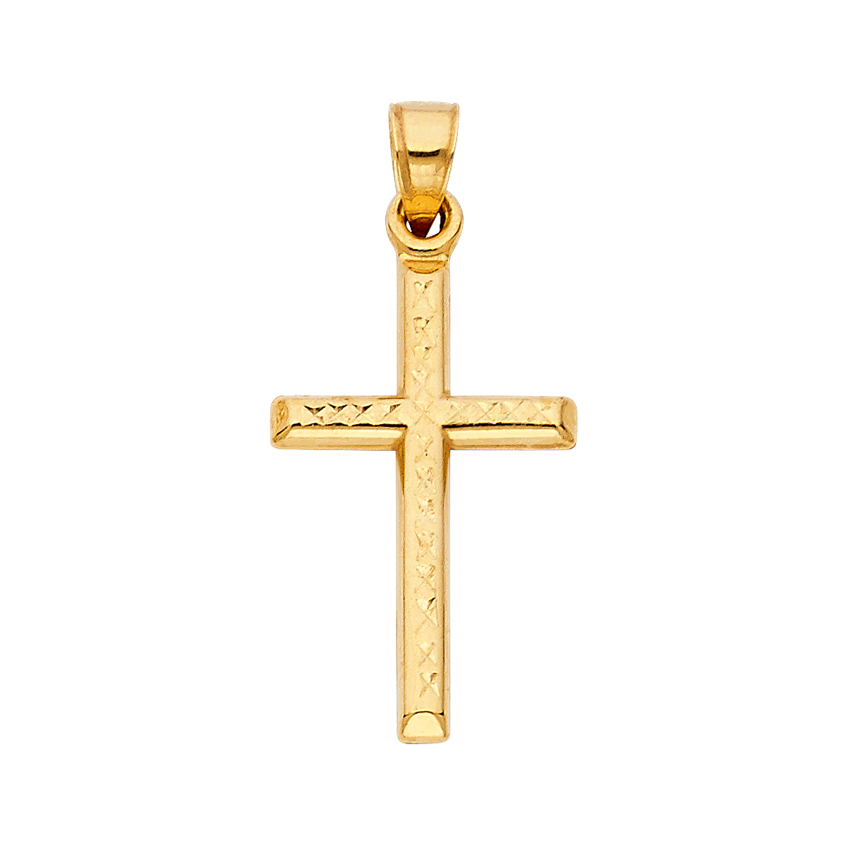 14K Real Yellow Gold Religious Cross Pendant - 25 mm x 16 mm