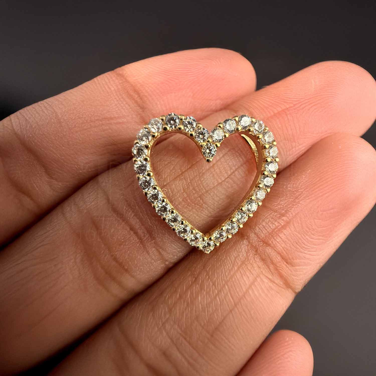 14K Yellow Gold cubic zirconia Heart Pendant
