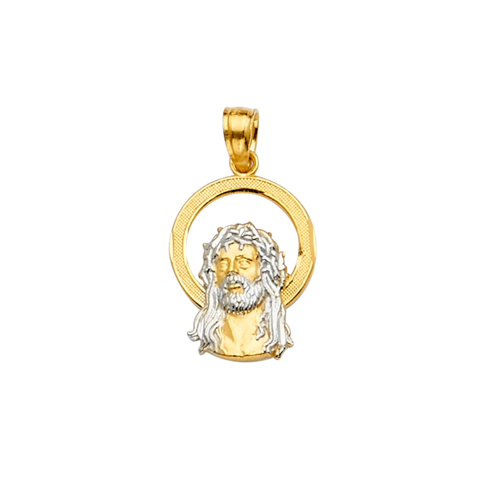 14K Two Tone Yellow and White Gold Jesus Pendant- Suitable for Men & Women - 21 mm X 12 mm