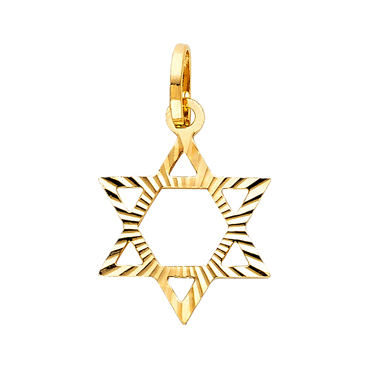 14K Yellow Gold Star of David Pendant - 17 mm X 15 mm