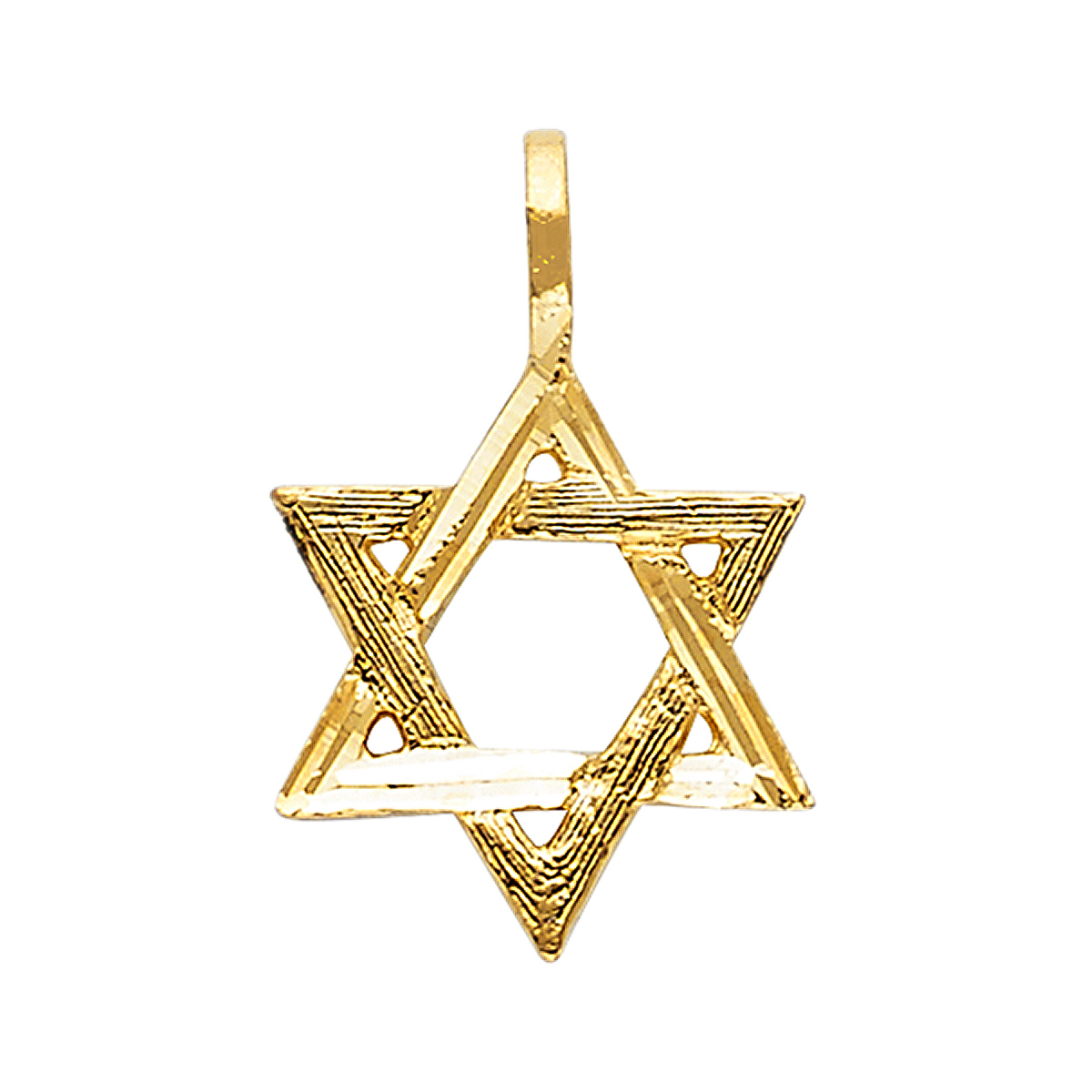 14K Yellow Gold Star of David Pendant - 15 mm X 13 mm
