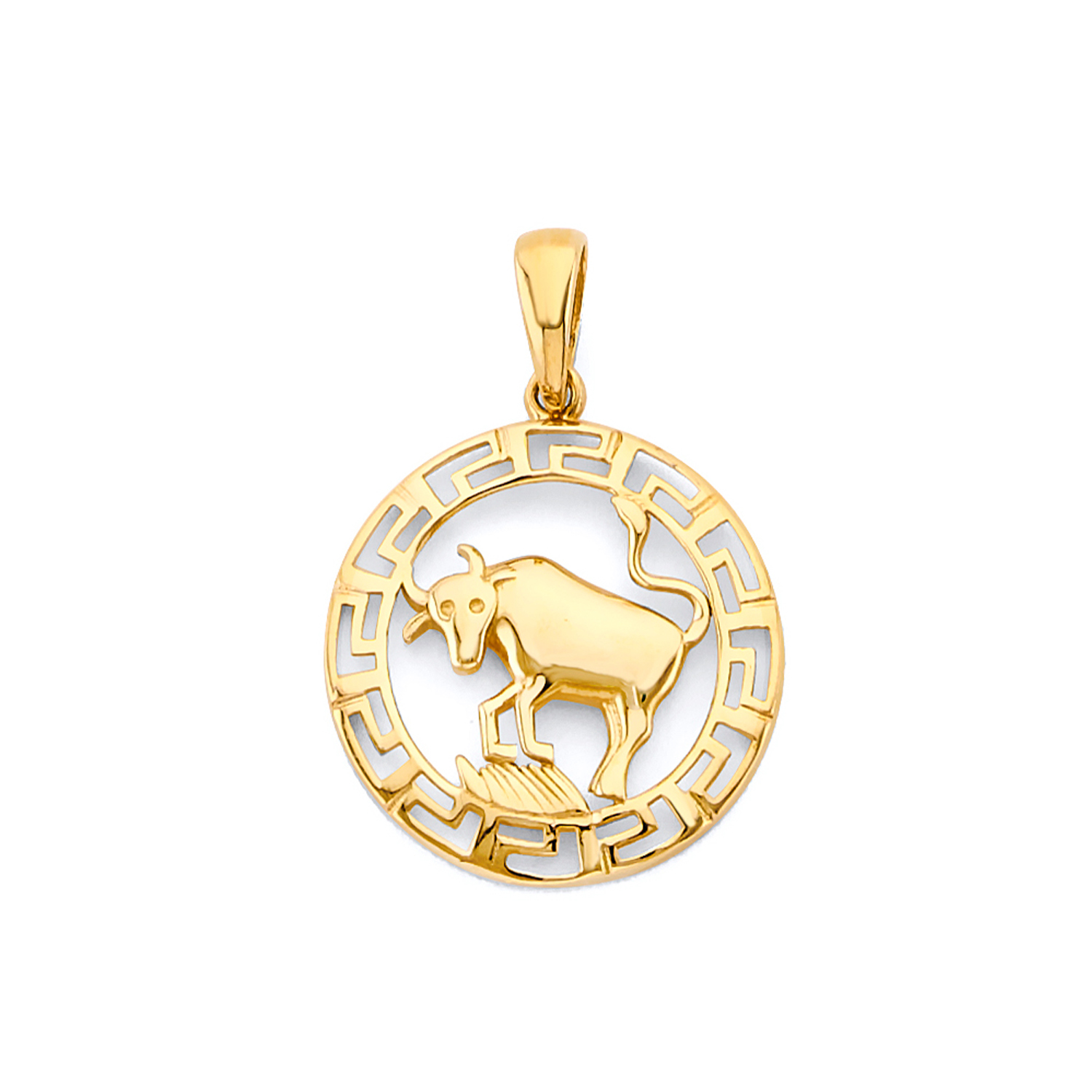  14k Yellow Gold Round Taurus Zodiac Sign Horoscope Constellation Pendant 
