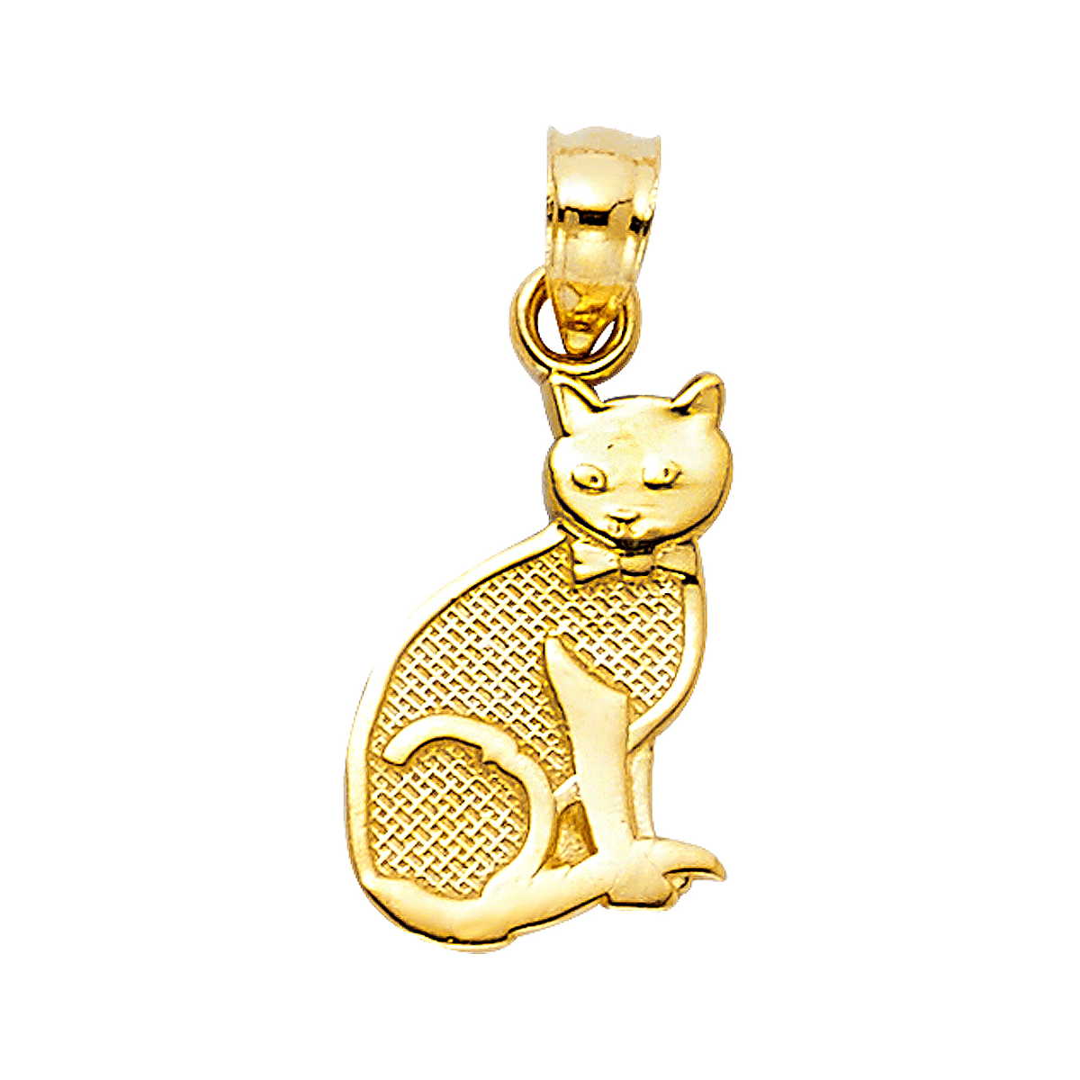 14K Yellow Gold Cat Pendant - 15 mm X 10 mm