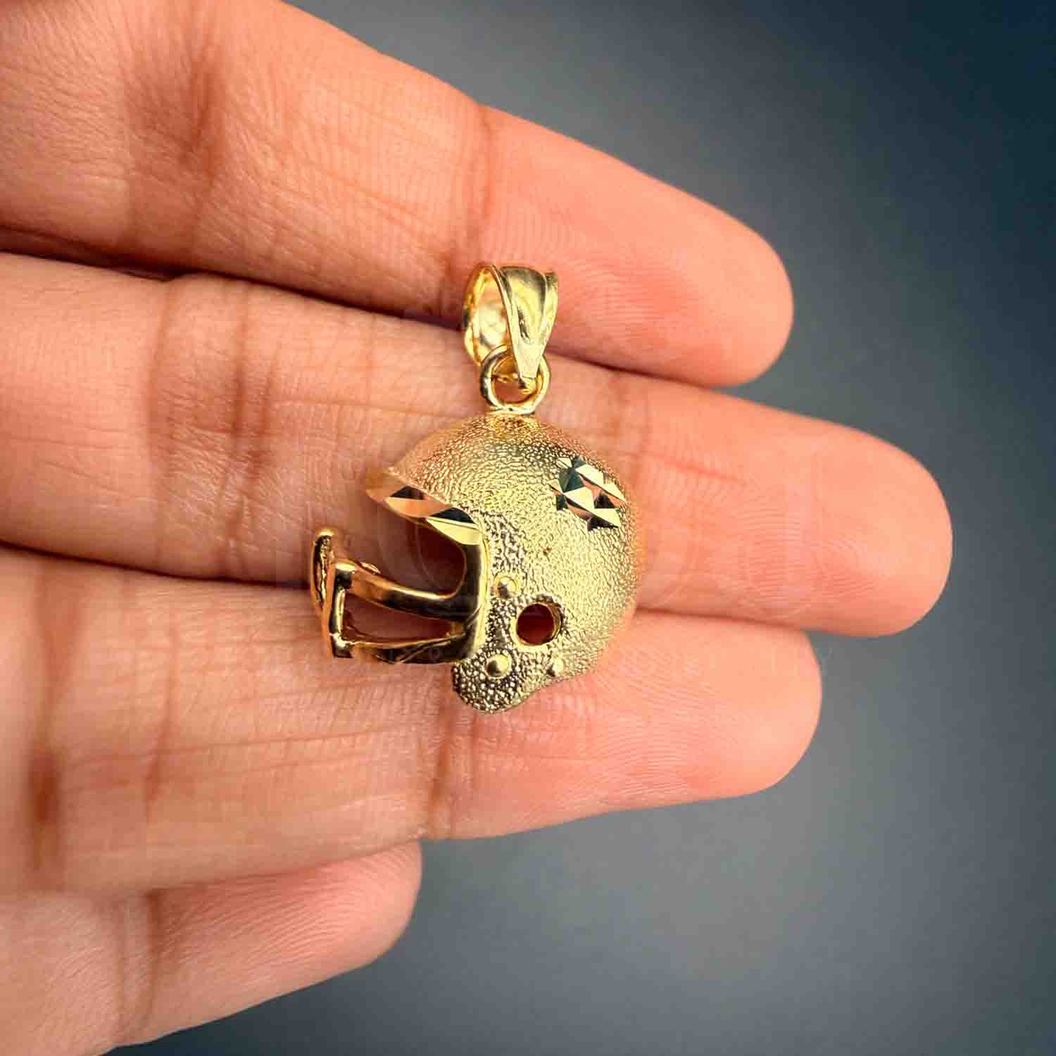 14K Yellow Gold Football Helmet Pendant