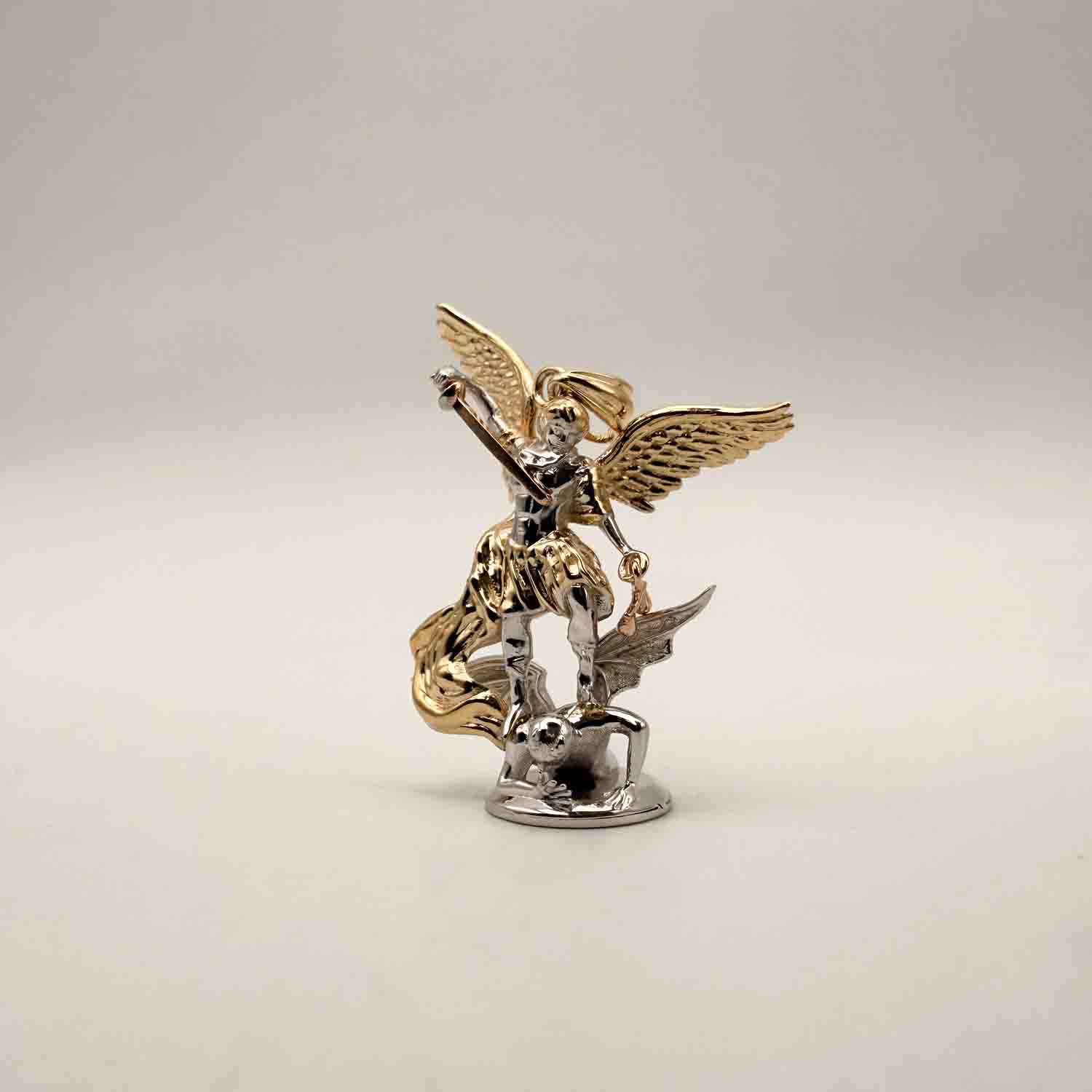 14K Tri Color Gold St. Michael 3D Pendant