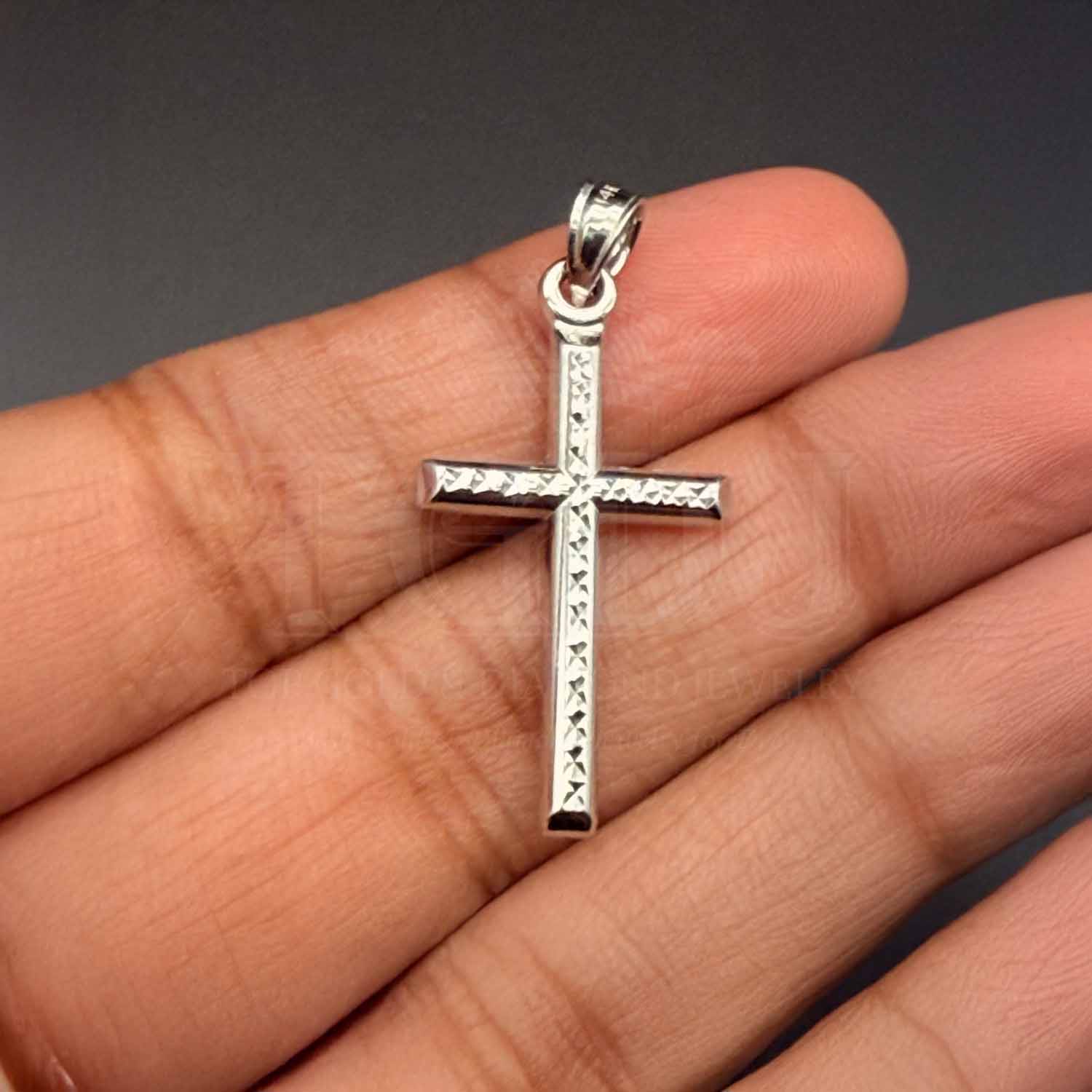 14K White Gold Cross Pendant