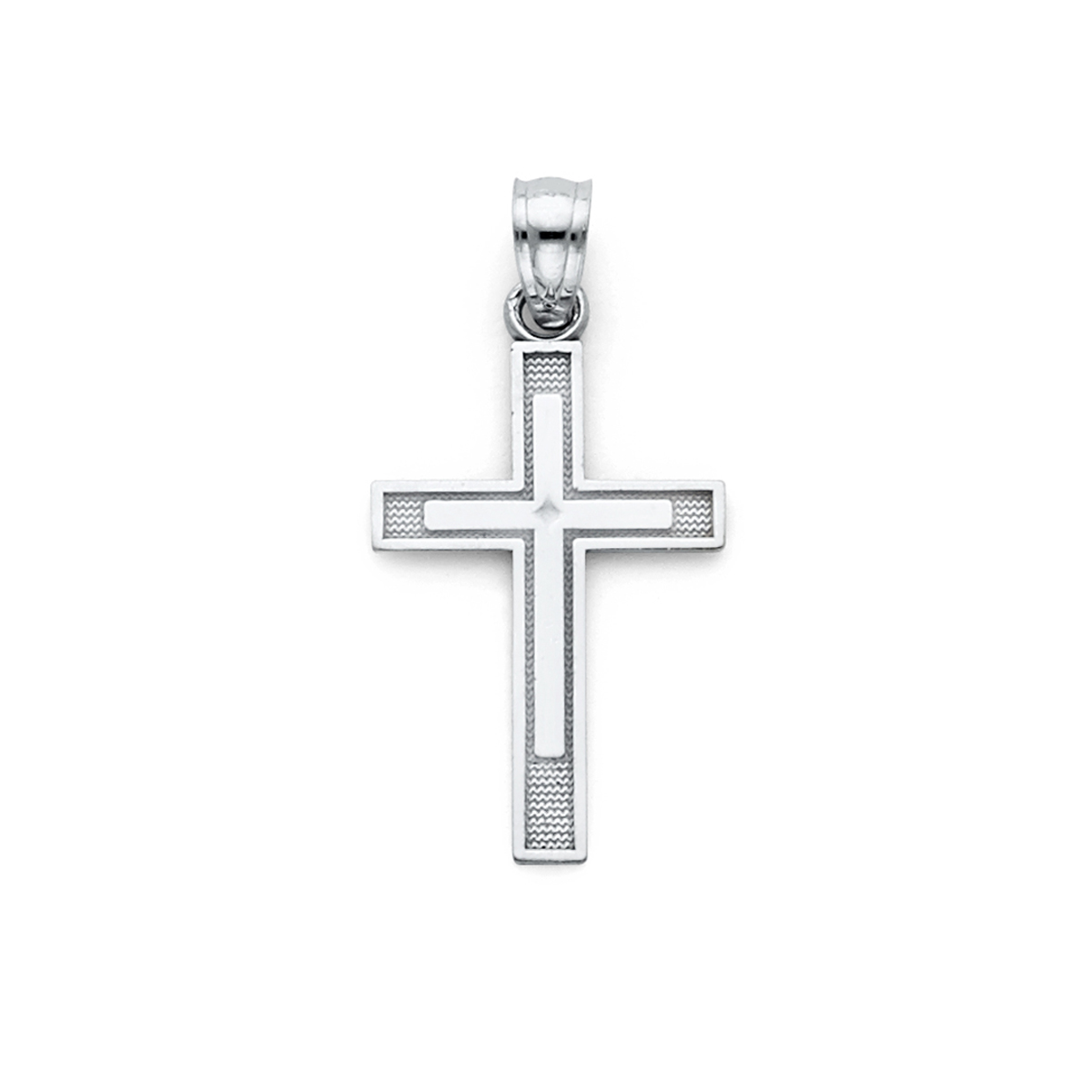 14K White Gold Latin Cross Pendant