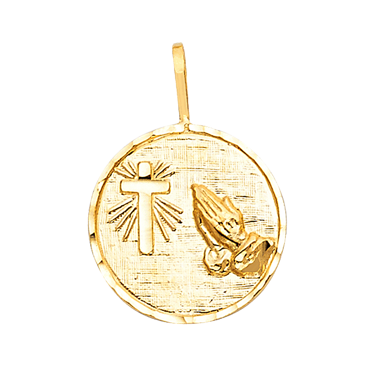 14K Real Yellow Gold Religious Pendant - 15mm x 15mm