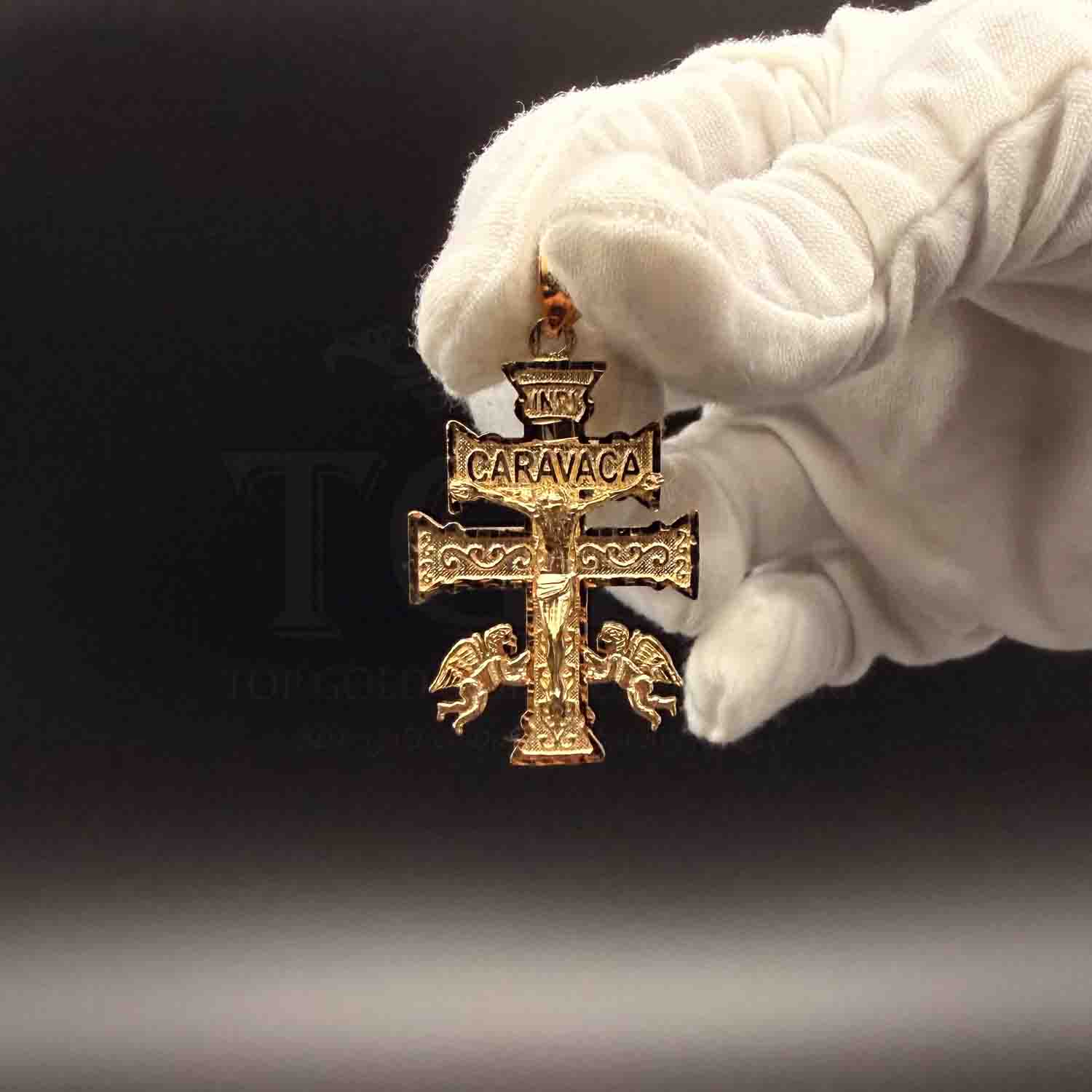 14K Yellow Gold Cross of Caravaca Pendant