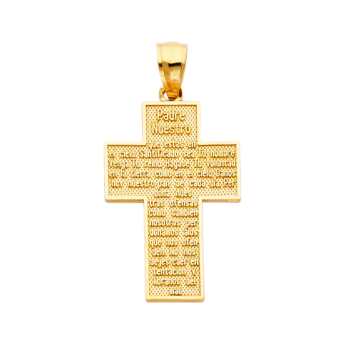 14K Yellow Gold Padre Nuestro Cross Pendant