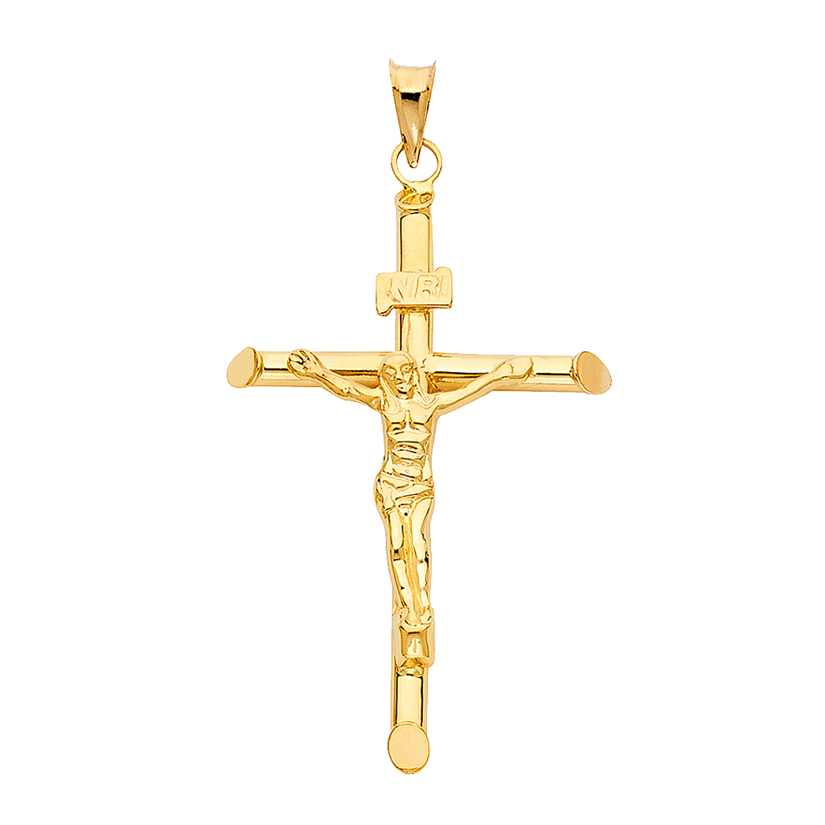 14K Yellow Gold  Religious Crucifix Pendant -  48 mm X 32 mm