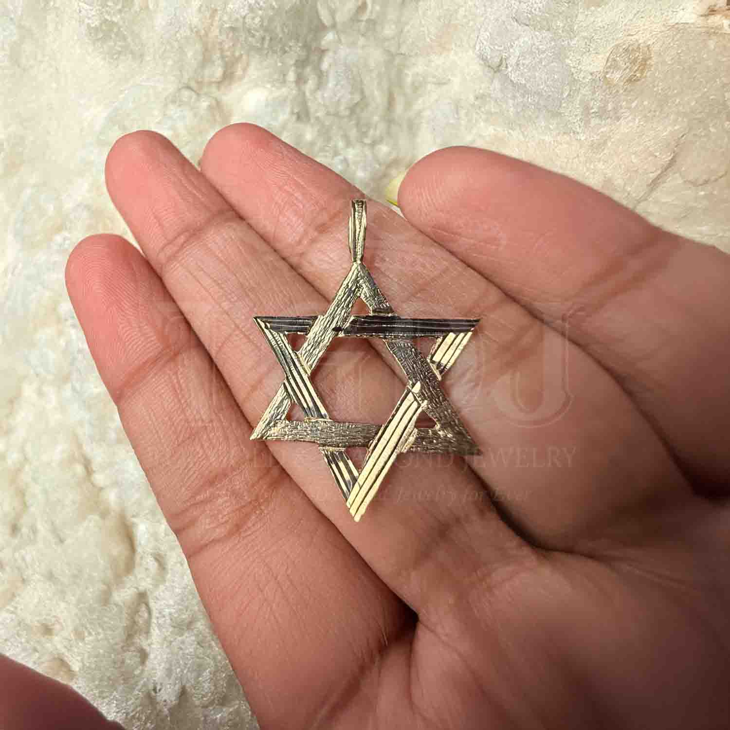14K Yellow Gold Star of David Pendant