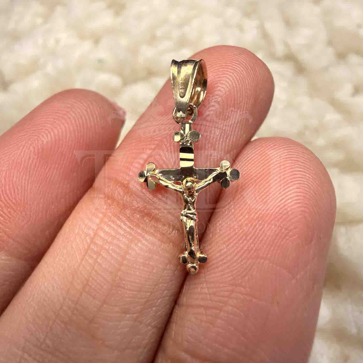 14K Yellow Gold Fancy Tiny Crucufix Pendant