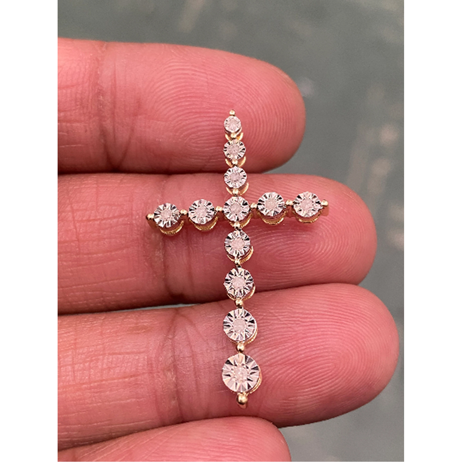 10k Yellow Gold 0.12ct Diamond Cross Pendant for Necklace Chain Religious Christian Pendant,Cross Pendant, Diamond Cross Pendant