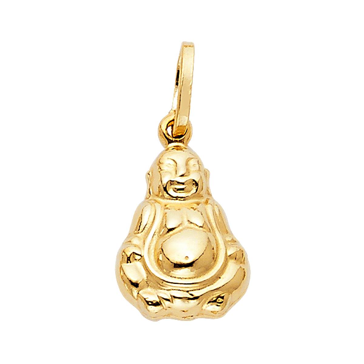 14K Yellow Gold Buddha Pendant - 16 mm x 10 mm