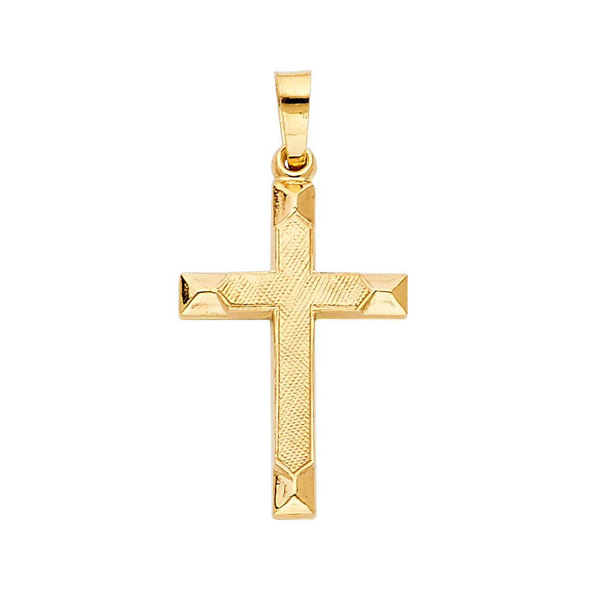 14K Yellow Gold Religious Cross Pendant - 22 mm X 14 mm