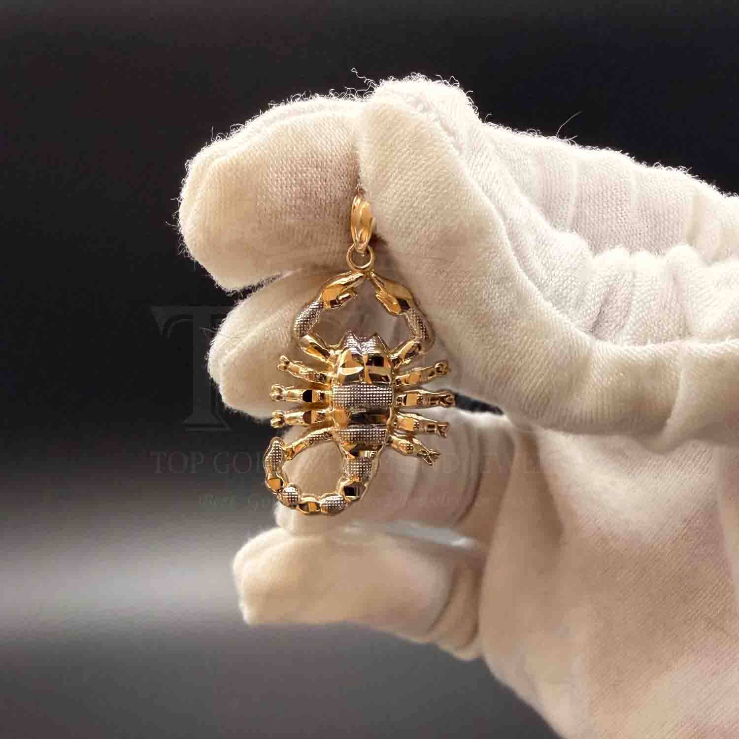 14K Two Tone Gold Scorpion Pendant