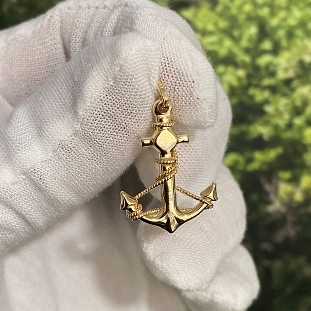14K Yellow Gold Anchor Pendant