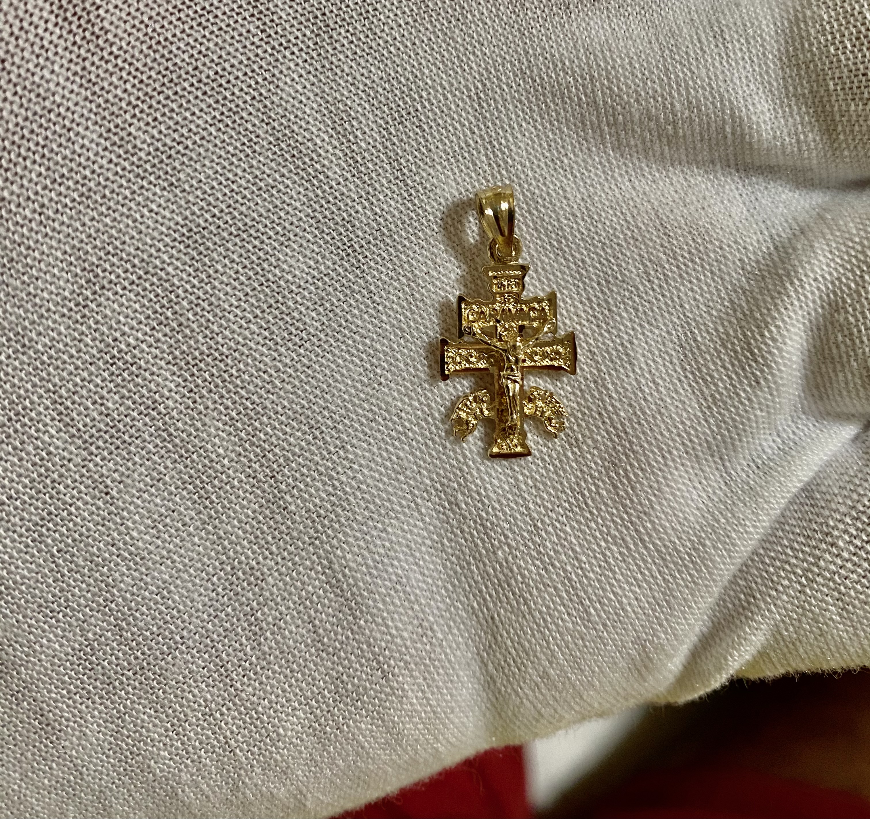 14K Two Tone Gold Fancy Design Cross Pendant