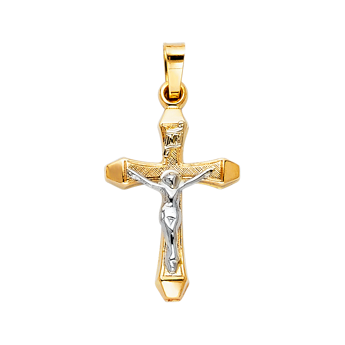 14K Yellow Gold Religious Crucifix Pendant - 21 mm X 14 mm